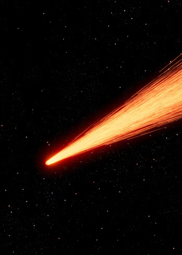 Comet streaking across the night sky
